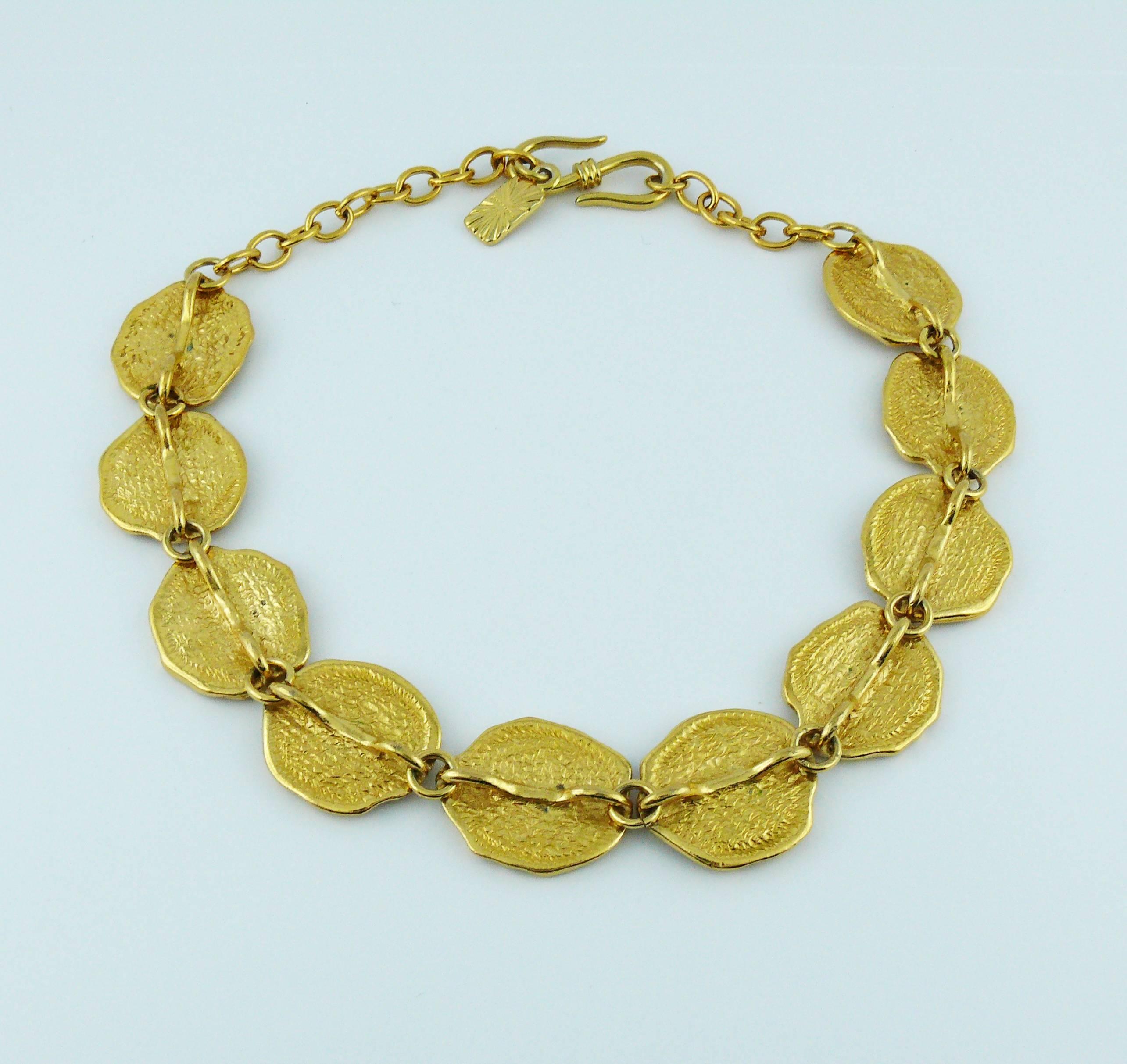 Yves Saint Laurent YSL Vintage Gold Toned Fossil Necklace 2