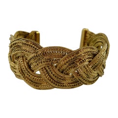 Chanel Gold Tone Braided Cuff Bracelet