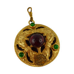 1984 Chanel Rare Gripoix Mirrored Pendant 8