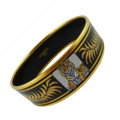 Vintage Hermes Rare Tigre Royal Enamel Wide Bracelet