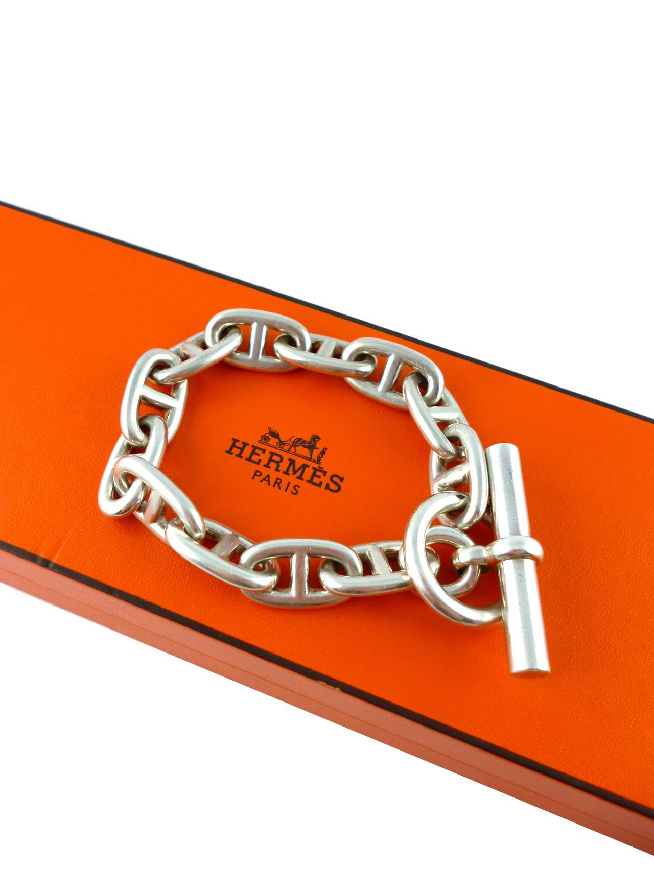 Hermes Iconic Solid Silver Chaine d'Ancre Link Bracelet GM at 1stDibs