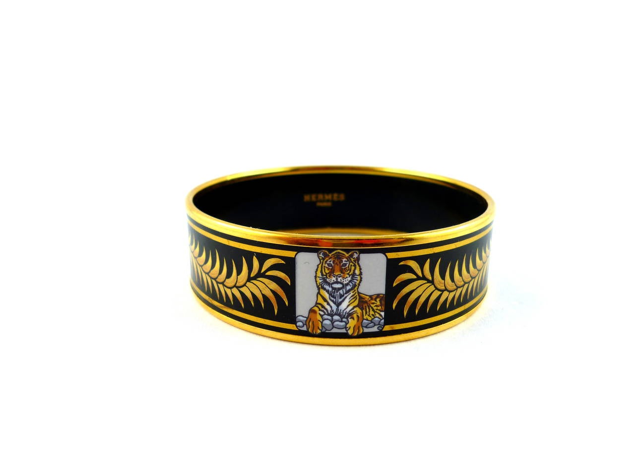Hermes Rare Tigre Royal Enamel Wide Bracelet In Excellent Condition In Nice, FR