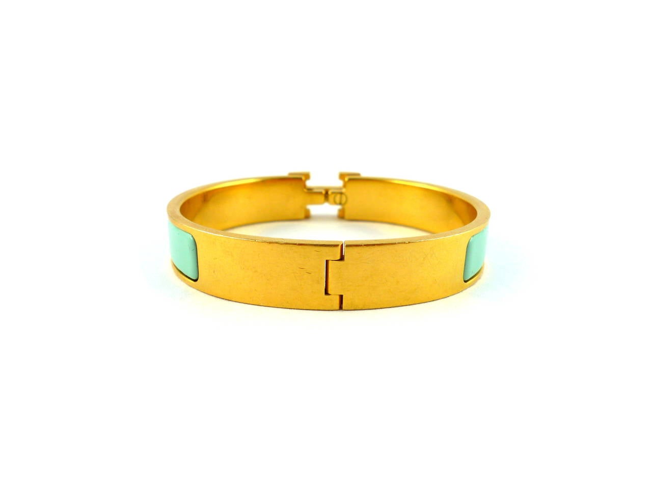 Hermes Lagoon Blue Clic Clac H Enamel Bracelet Narrow In Excellent Condition In Nice, FR