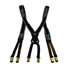 Chanel Vintage Iconic Rare Black and White Suspenders