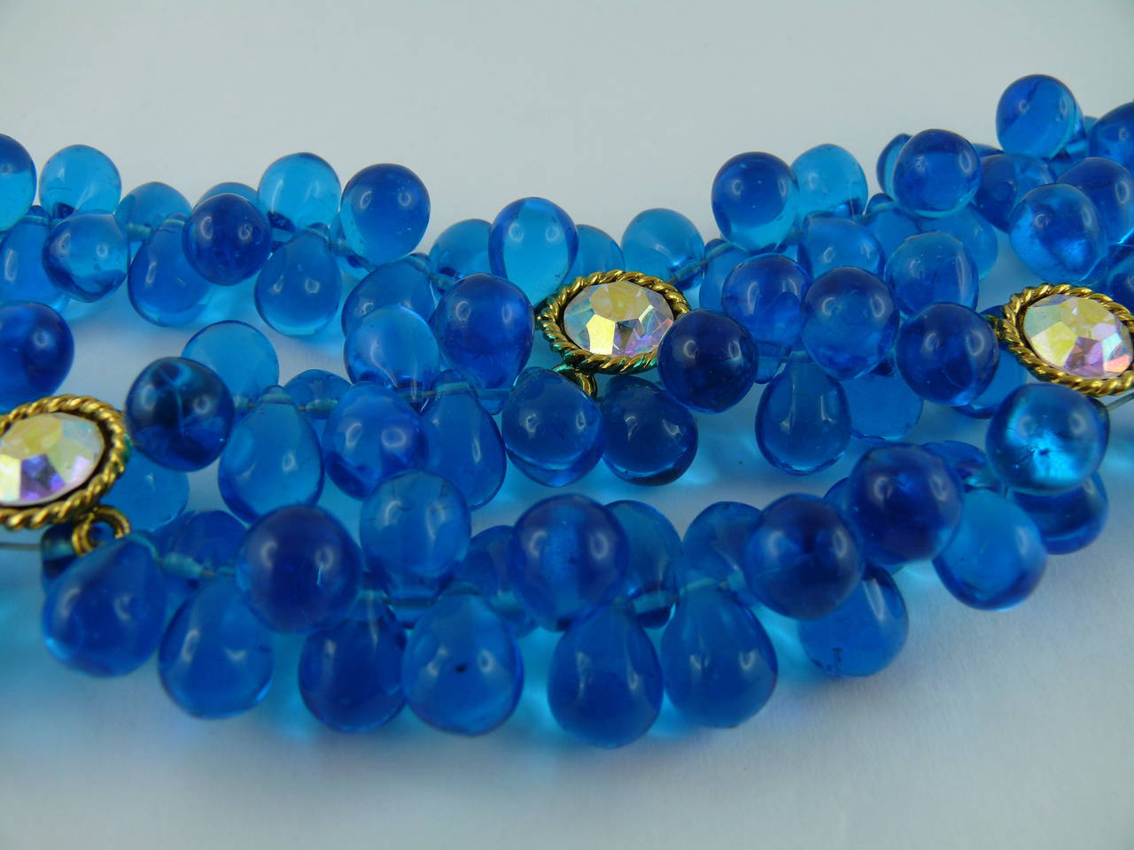 Claire Deve Vintage Opulent Gripoix Aqua Blue Necklace 1