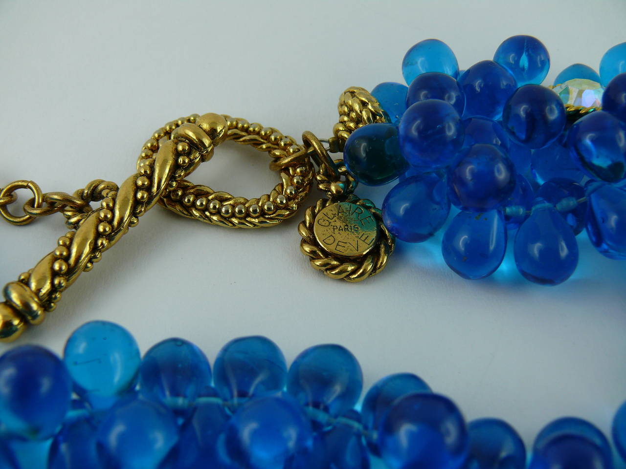 Claire Deve Vintage Opulent Gripoix Aqua Blue Necklace 2