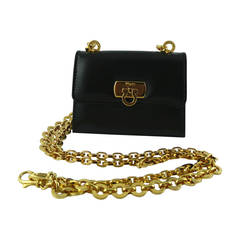Salvatore Ferragamo Grained Black Leather Cross Body Micro Bag 1