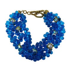 Claire Deve Vintage Opulent Gripoix Aqua Blue Necklace