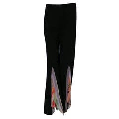 Jean Paul Gaultier Virgin Wool & Floral Print Silk Trousers
