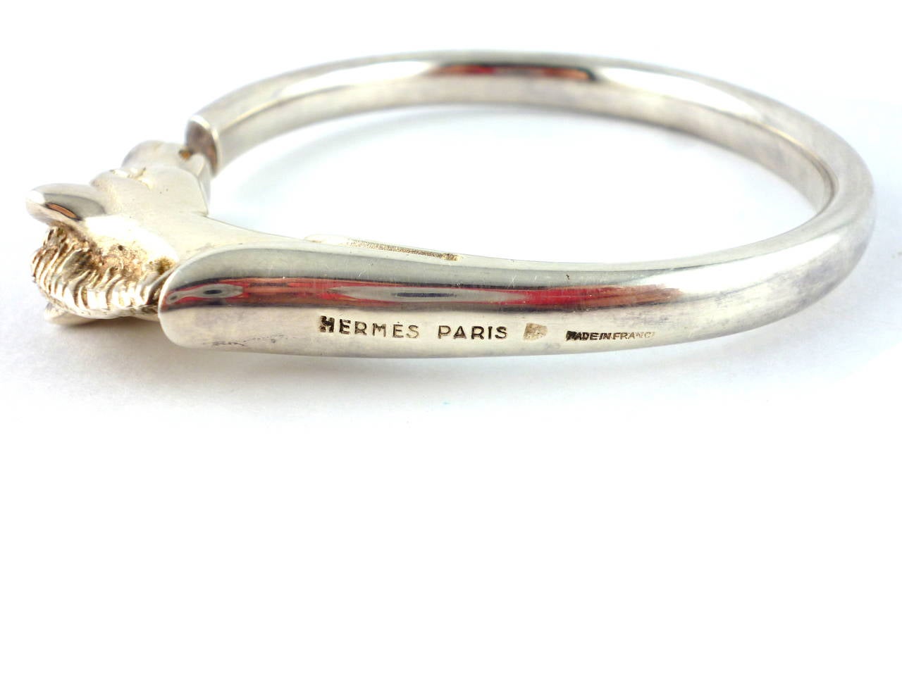 Hermes Paris Vintage Silver Plated Horse Head Bracelet Bangle In Excellent Condition In Nice, FR