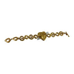 Yves Saint Laurent YSL Vintage Goossens Gold Heart & Rock Crystal Prism Bracelet 8
