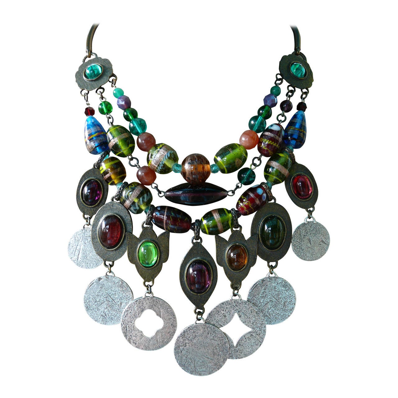 Philippe Ferrandis Multi Strand Glass Bib Necklace