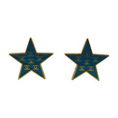 Chanel Spring Summer 2001 Enamel Star Clip-On Earrings 8