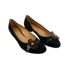 Louis Vuitton Black Suede and Resin Flower Ballet Flat IT 34 1/2 - US 5 1/2