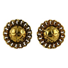 Chanel Classic Vintage Quilted & Chain Clip-On Earrings