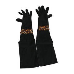 Isabel Canovas Rare Bejeweled Suede Opera Gloves 2