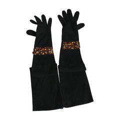 Vintage Isabel Canovas Bejeweled Suede Opera Gloves