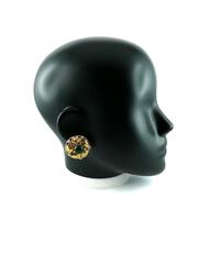 Chanel Vintage Gripoix Glass and Rhinestone Filigree Clip-On Earrings Fall 95