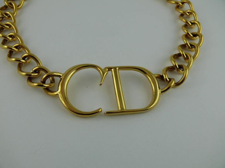 Christian Dior Gold CD Monogram Necklace at 1stDibs cd chain