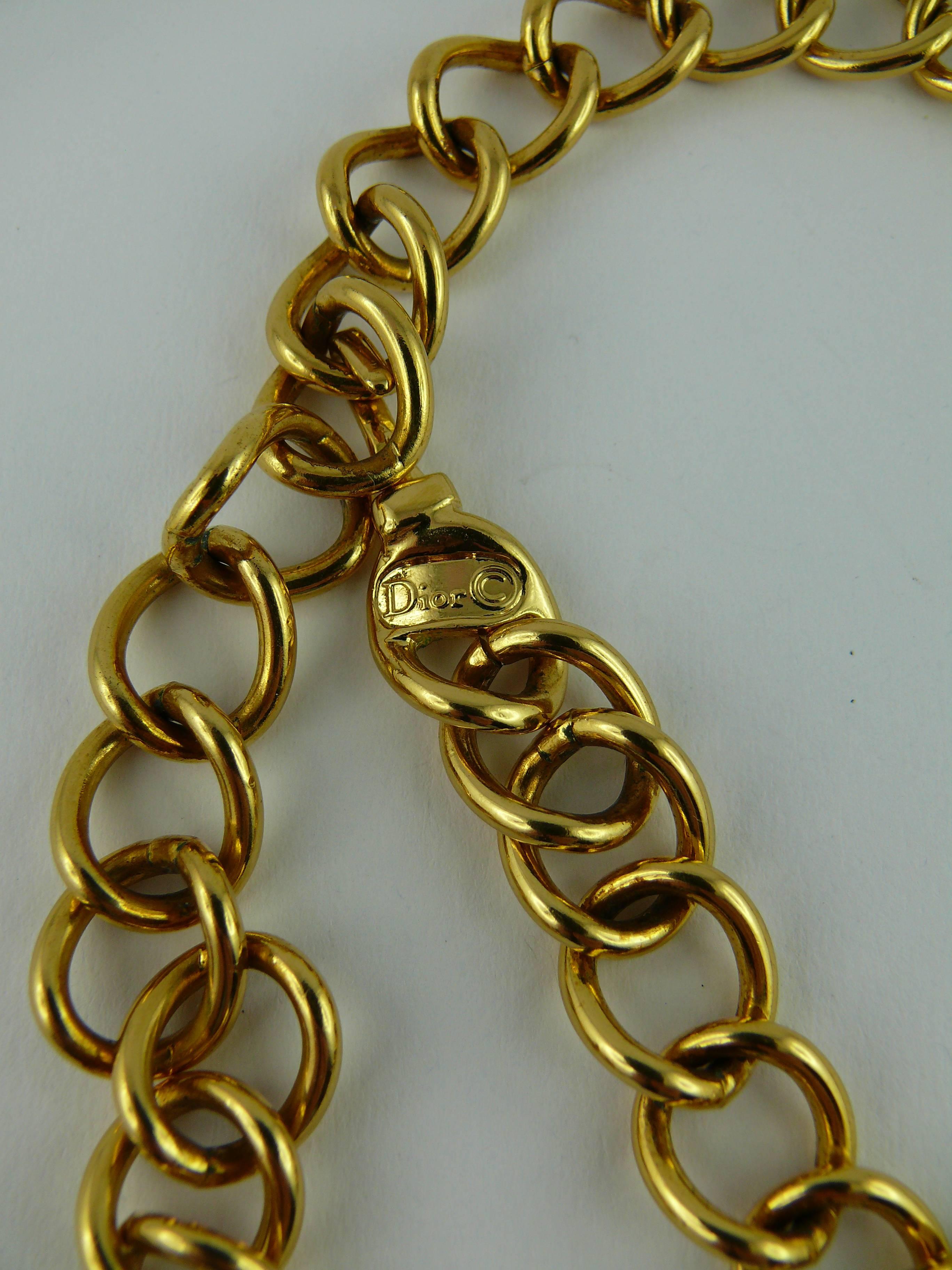 Christian Dior Gold CD Monogram Necklace In Excellent Condition In Nice, FR