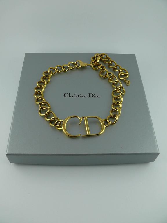 Christian Dior Gold CD Monogram Necklace at 1stDibs | cd chain