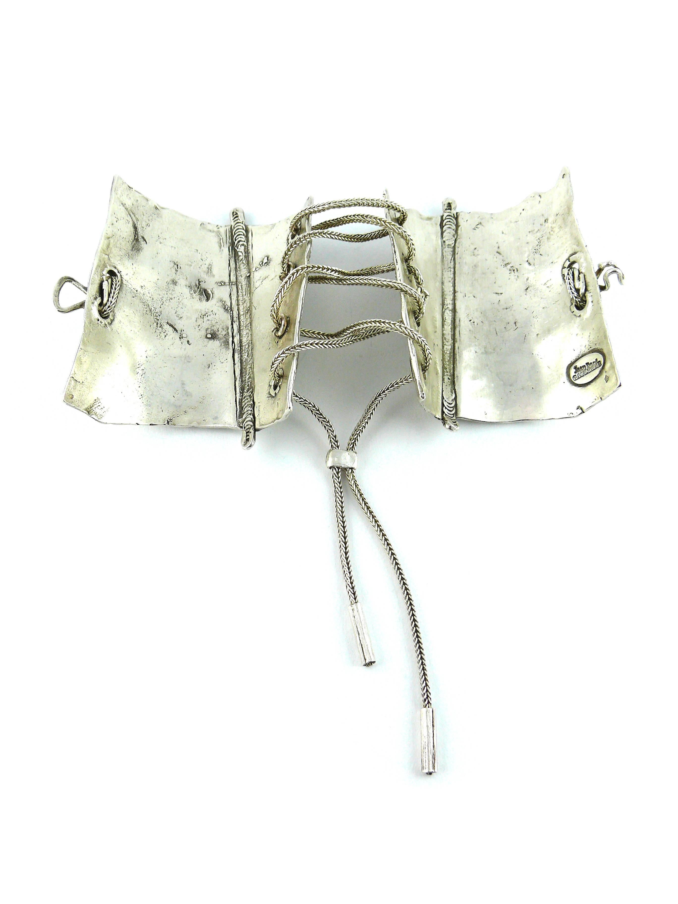 Women's Jean Paul Gaultier Rare Sterling Silver Iconic Corset Cuff Bracelet