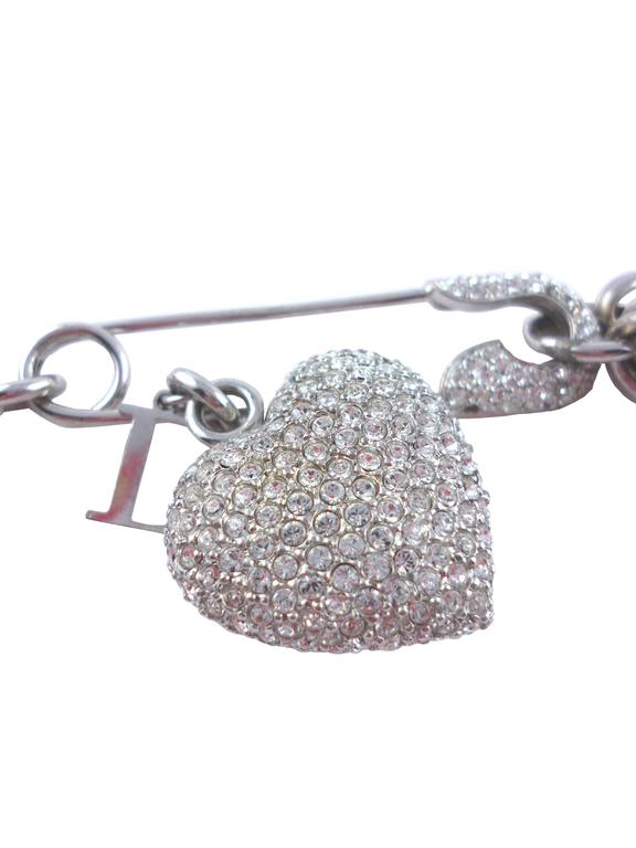 Christian Dior Silver Diamante Charm Belt and Necklace For Sale at