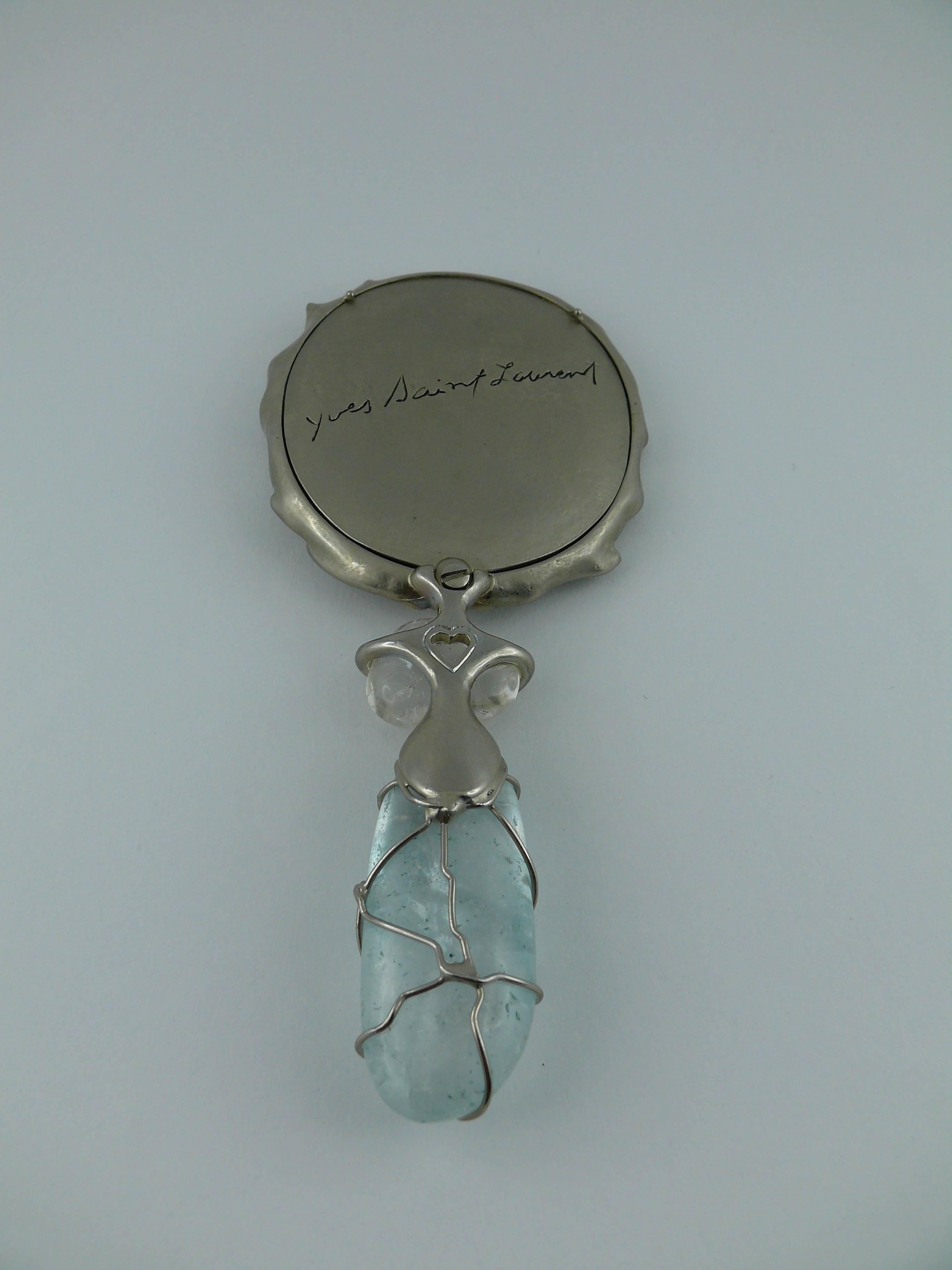 Yves Saint Laurent YSL by Robert Goossens Vintage Rare Rock Crystal Hand Mirror In Excellent Condition In Nice, FR