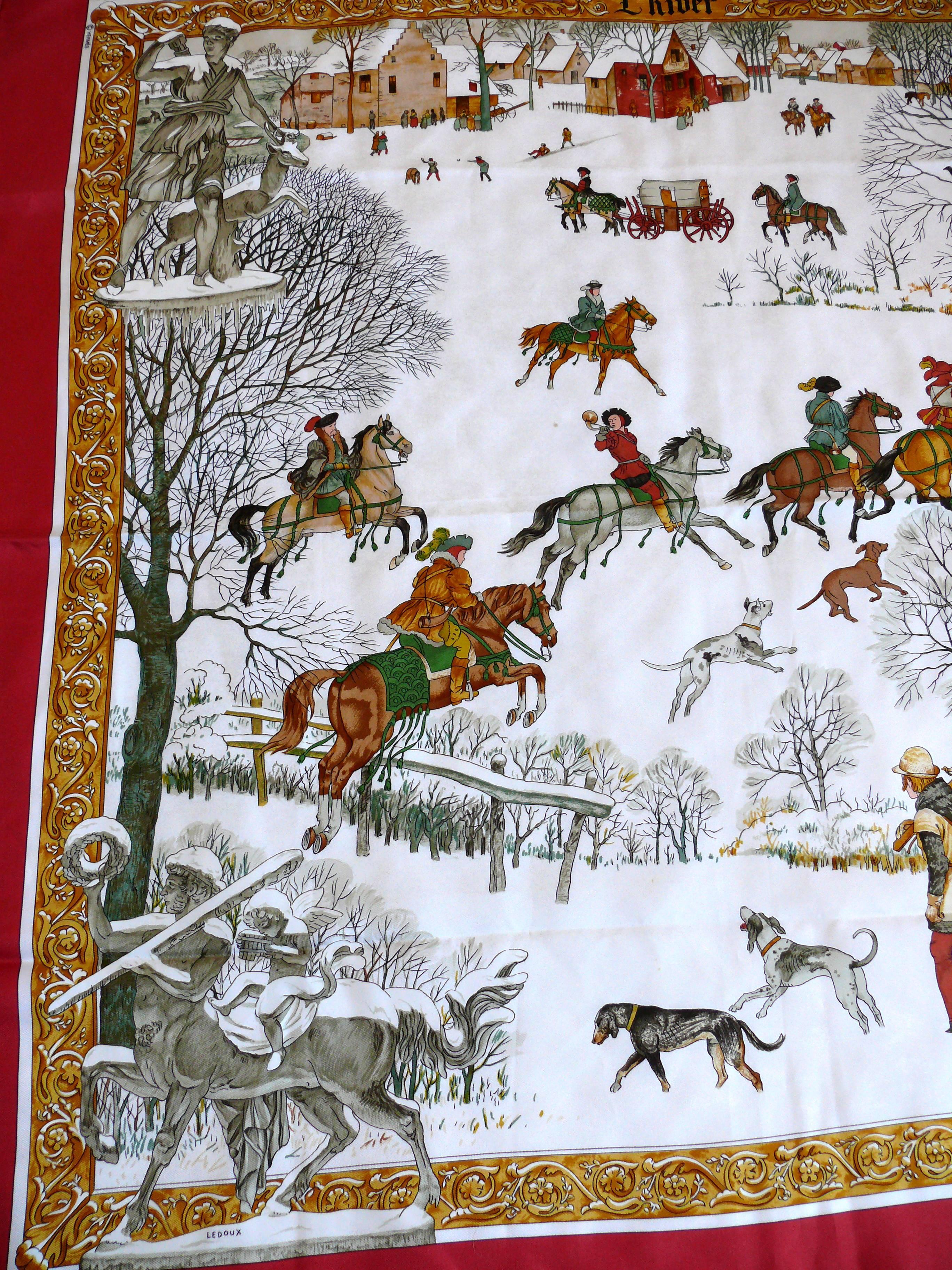 HERMES Paris beautiful silk carre scarf print 