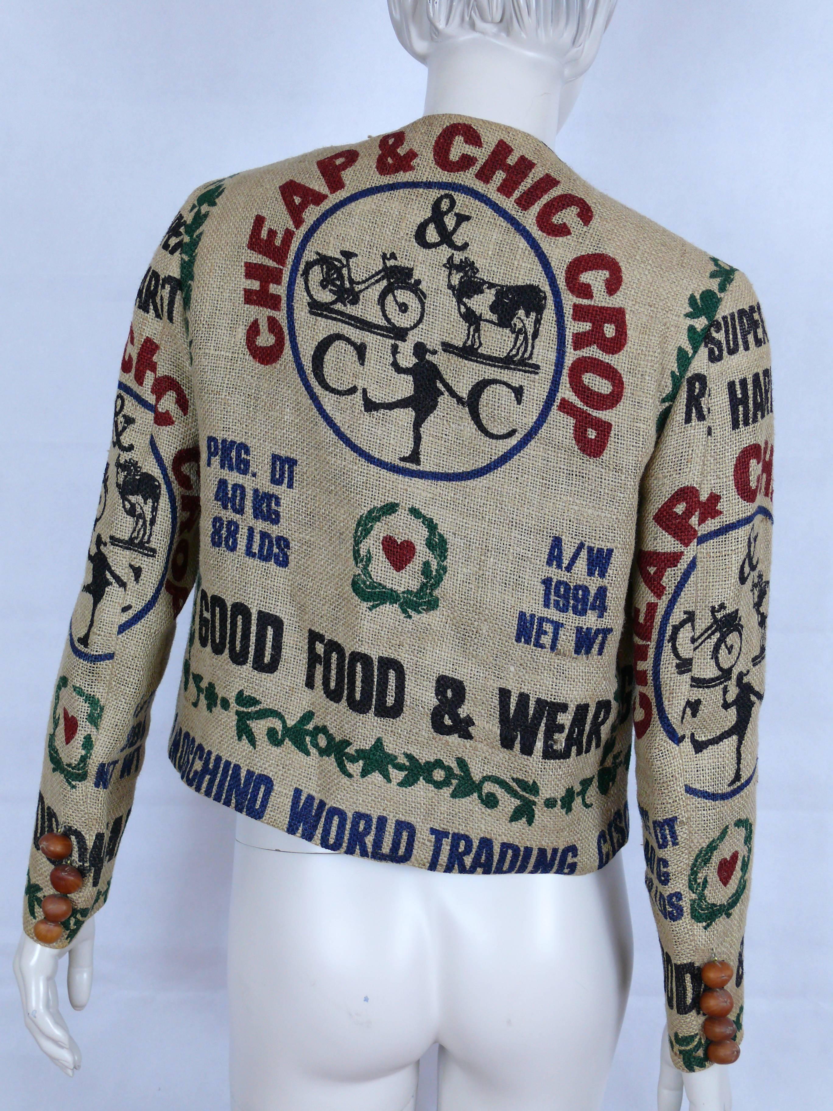 Women's Moschino Vintage Rare Iconic Novelty Jute Jacket