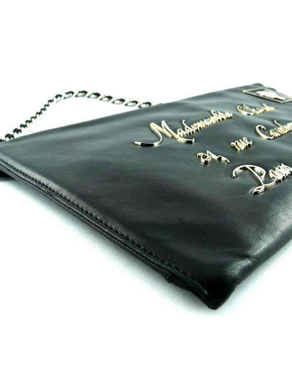 Chanel Rare Black Leather Mademoiselle Postcard Envelope Bag at