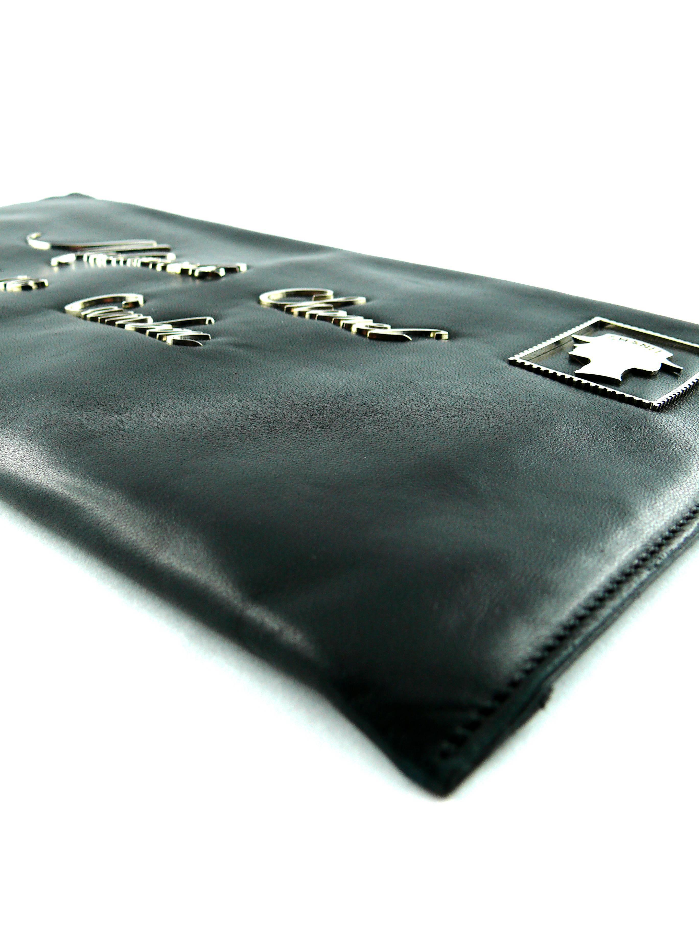 Chanel Rare Black Leather Mademoiselle Postcard Envelope Bag In Excellent Condition In Nice, FR