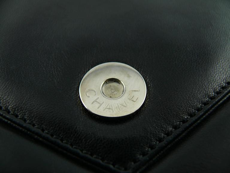 Chanel Rare Black Leather Mademoiselle Postcard Envelope Bag at