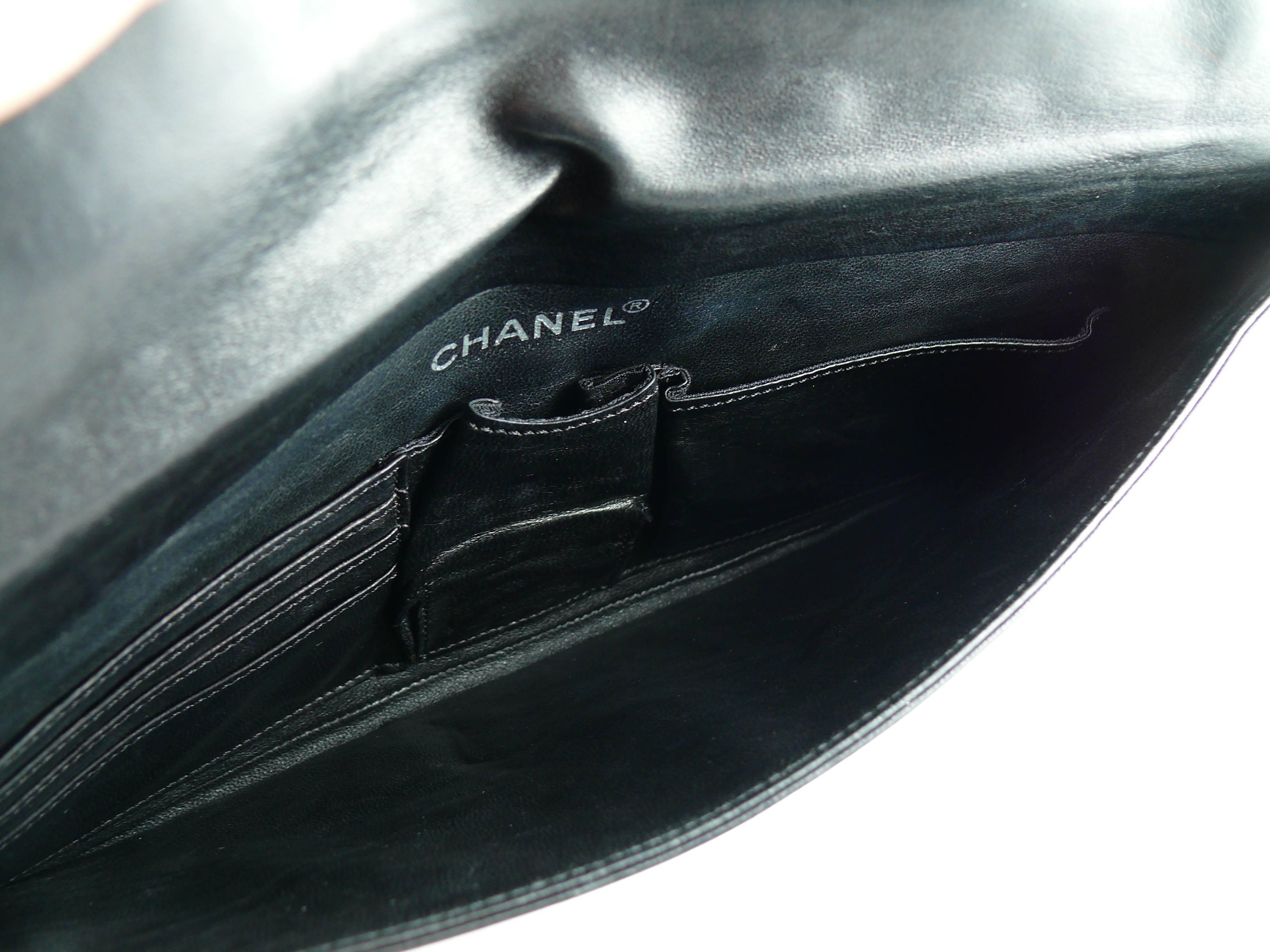 Women's Chanel Rare Black Leather Mademoiselle Postcard Envelope Bag