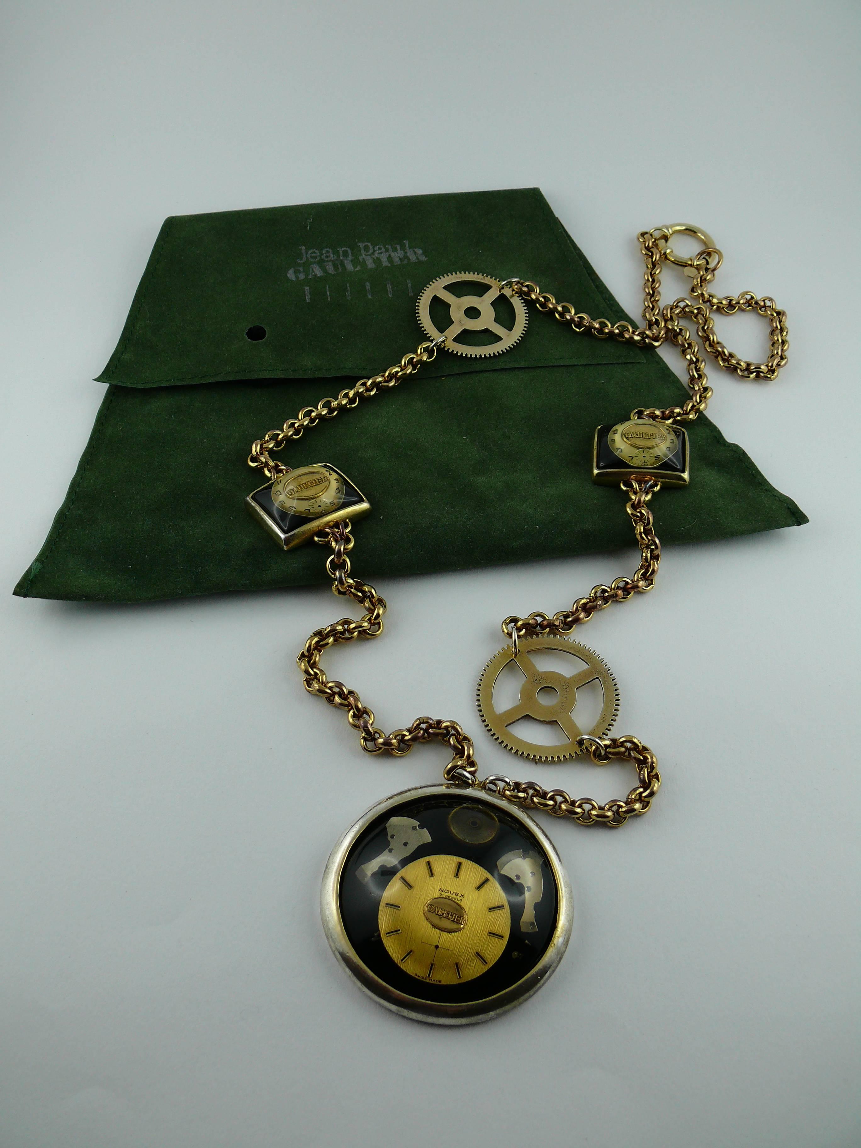 Jean Paul Gaultier Vintage Steampunk Watch Necklace In Fair Condition For Sale In Nice, FR