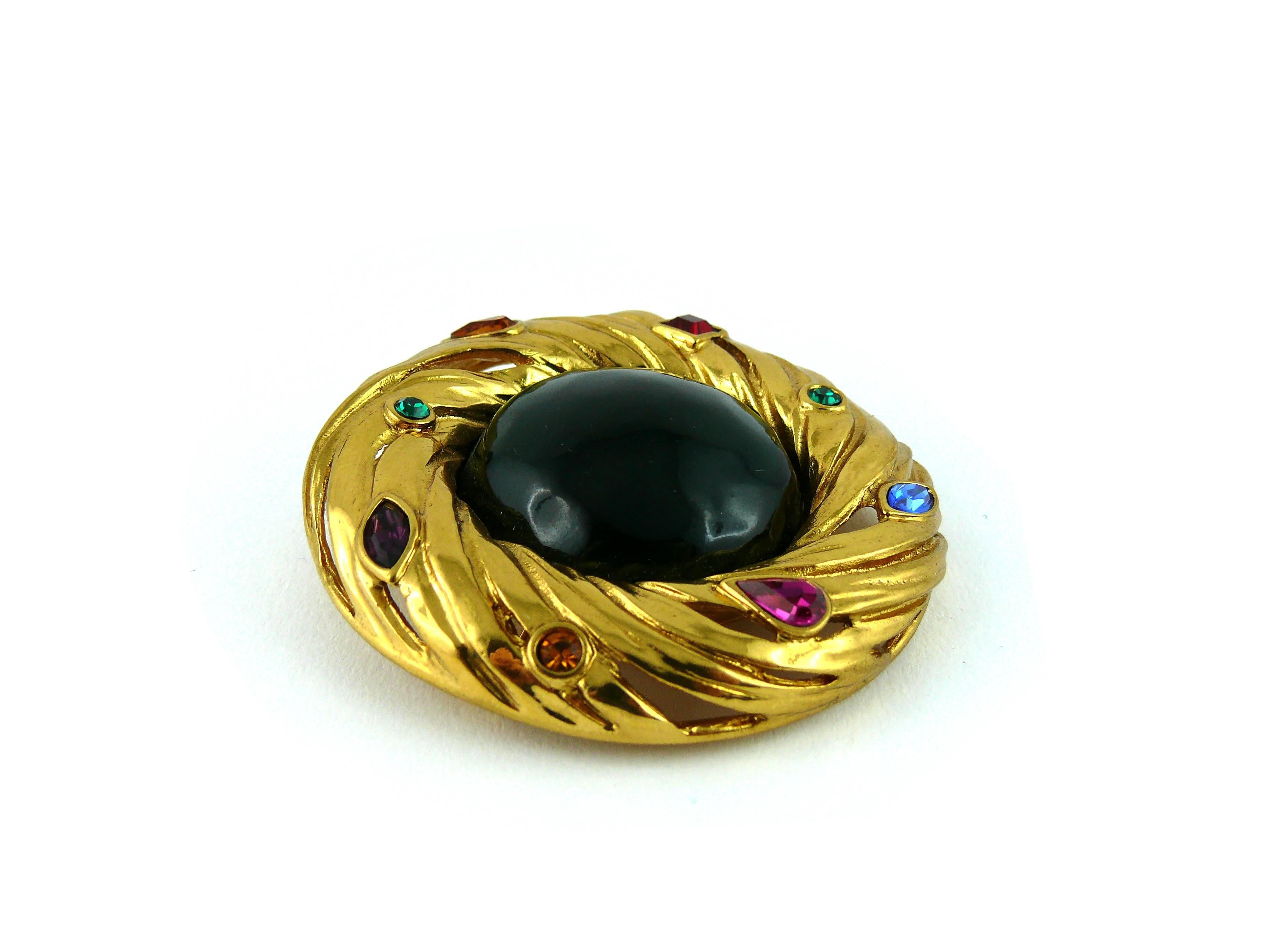 Yves Saint Laurent YSL Vintage Massive Jewelled Brooch and Pendant In Excellent Condition In Nice, FR