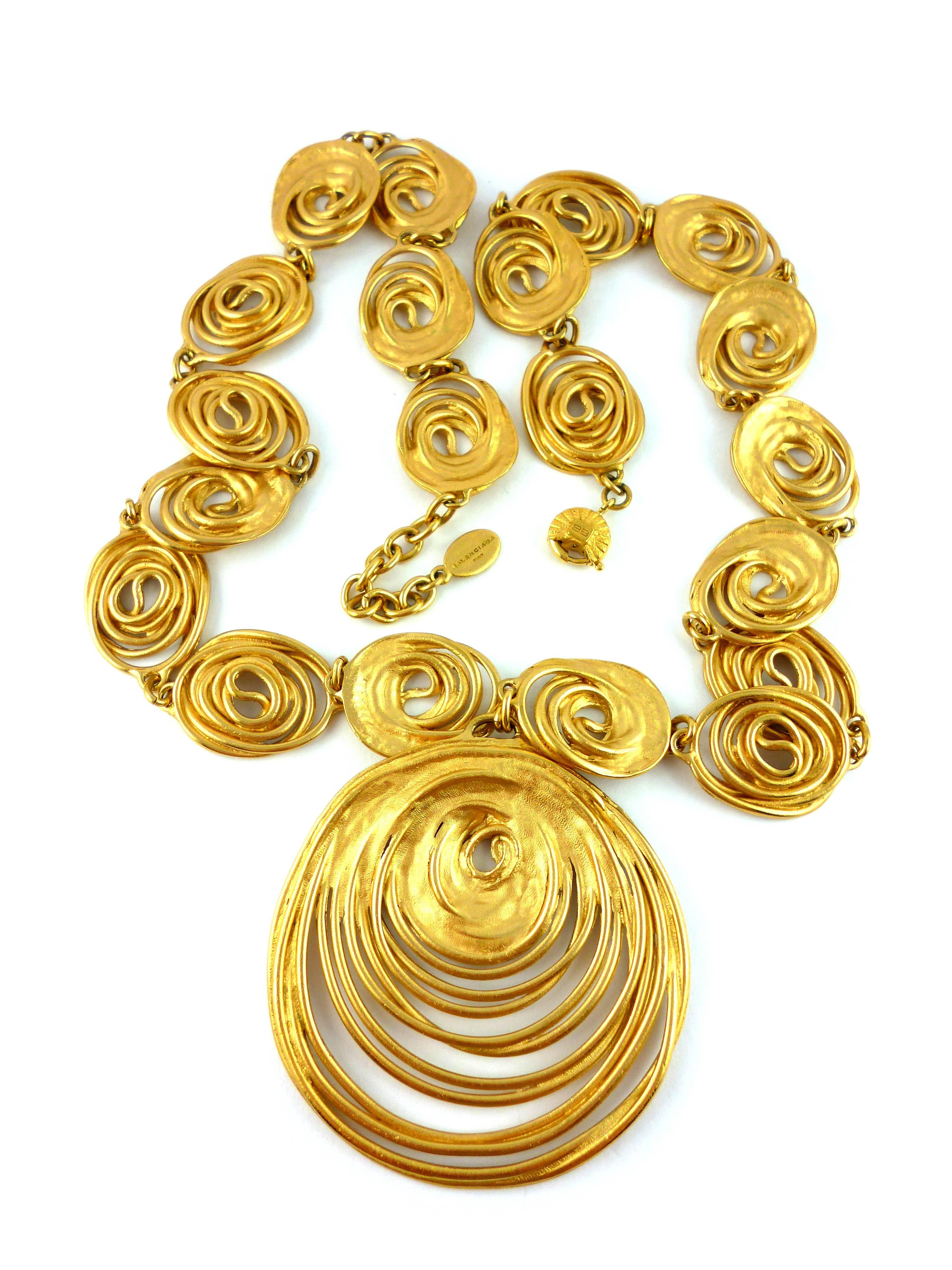 Women's Balenciaga Vintage Rare Gold Wired Spiral Sautoir Necklace