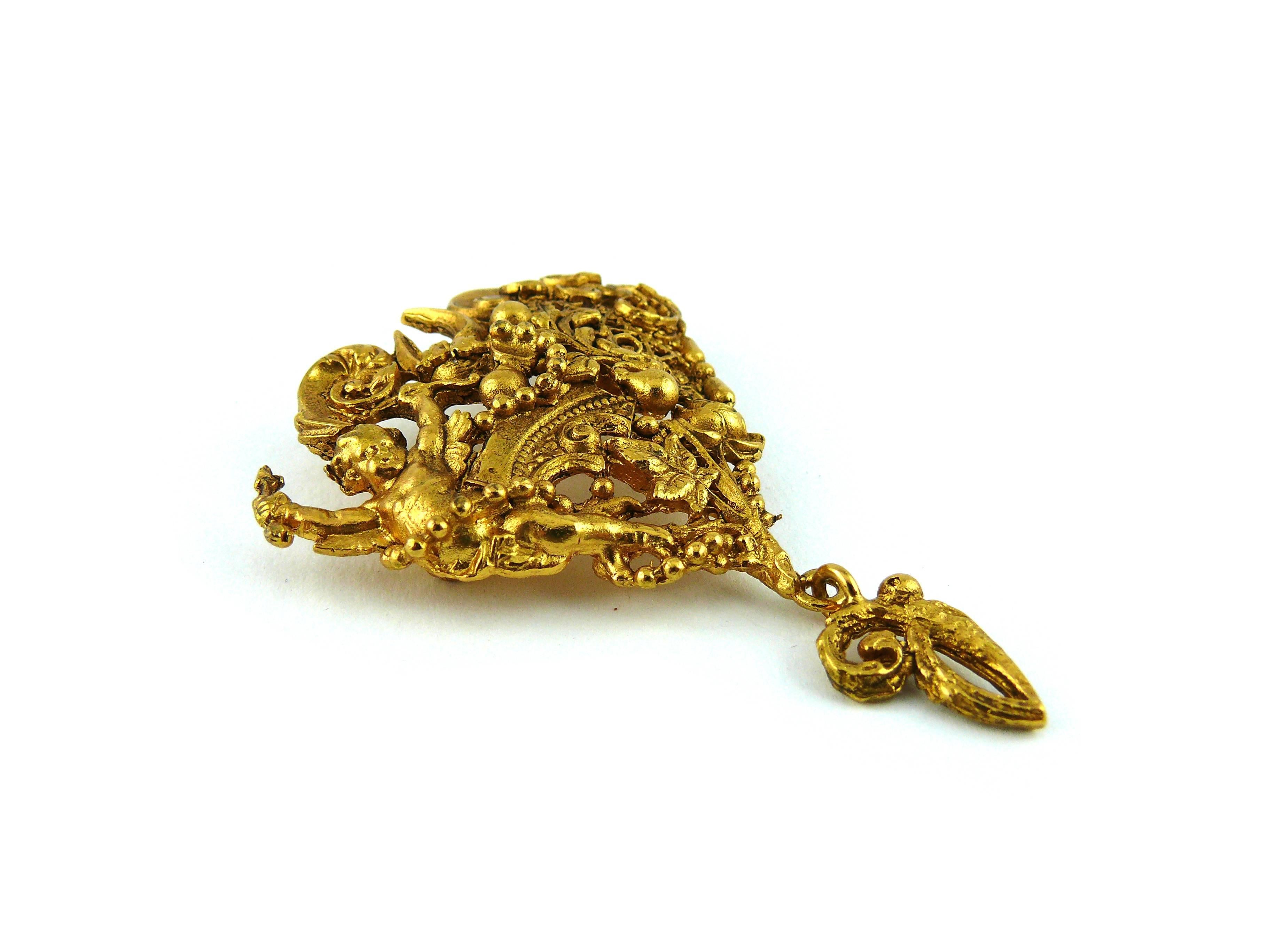Christian Lacroix Vintage Rare Comedie Francaise Heart Brooch In Excellent Condition In Nice, FR