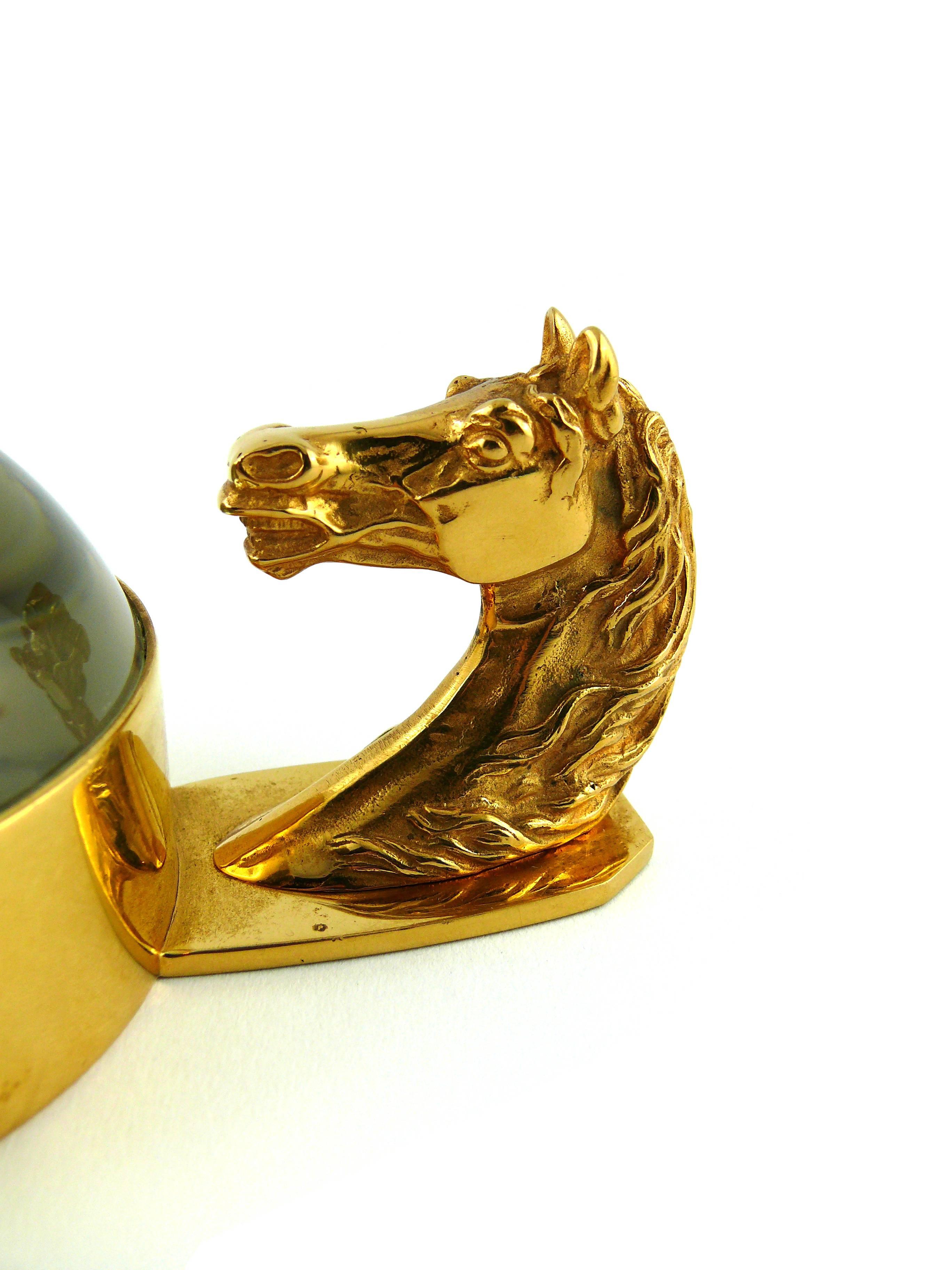 Hermes Rare Vintage Equestrian Desk Paperweight Magnifier In Good Condition In Nice, FR