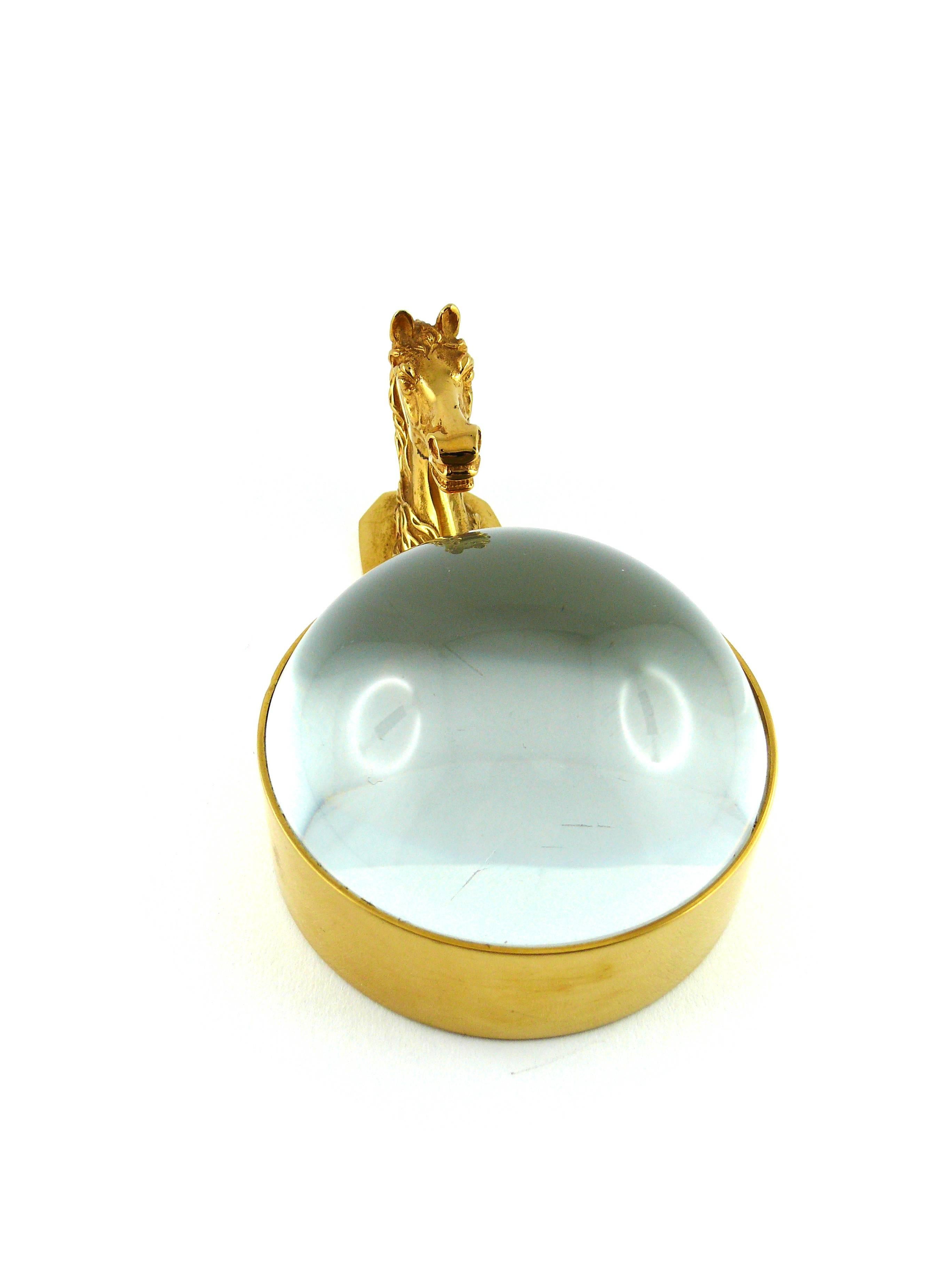 HERMES Paris rare vintage gold plated equestrian desk paperweight magnifier.

From the iconic HERMES 