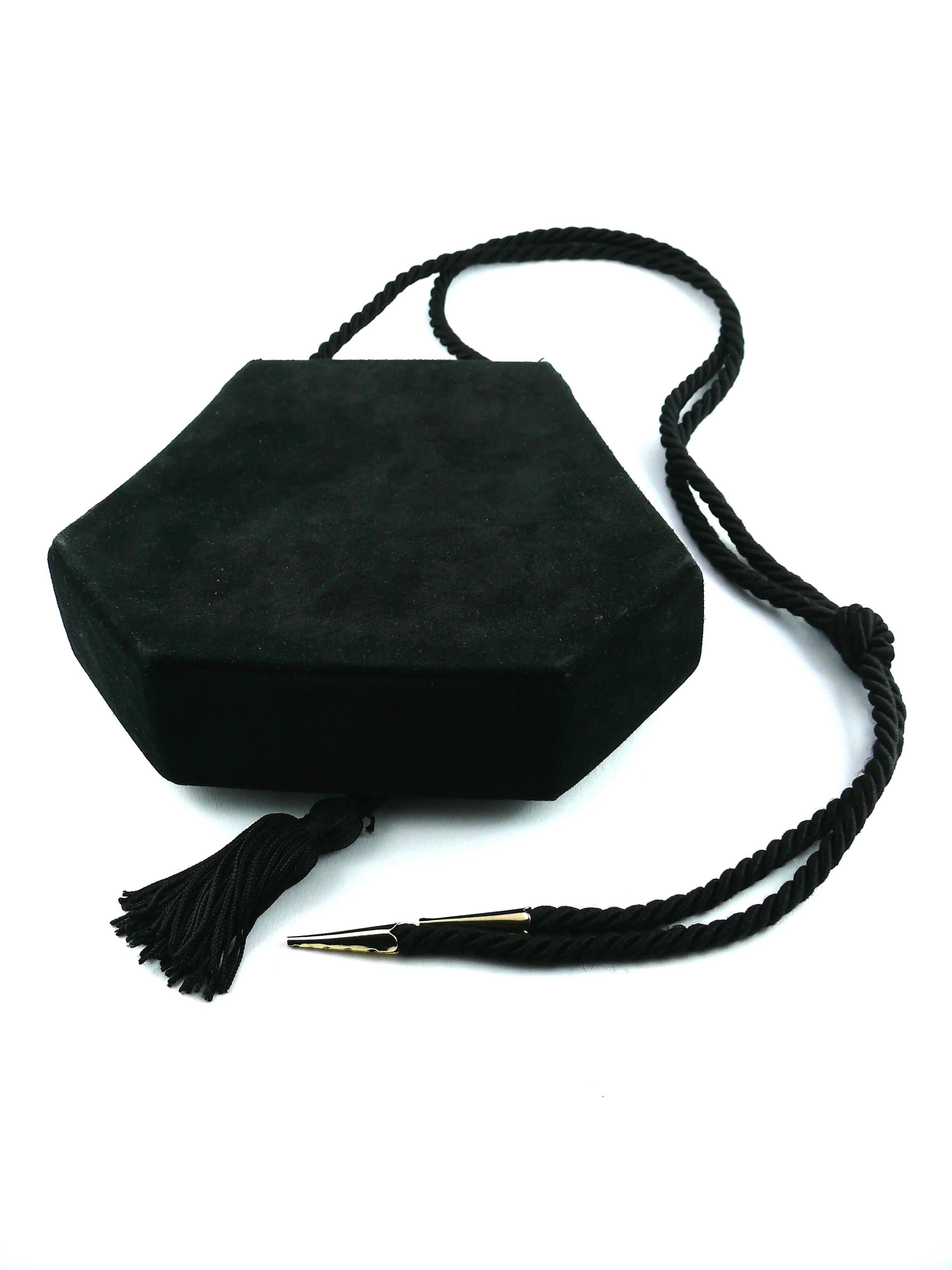 Yves Saint Laurent YSL Vintage Black Evening Tassel Suede Bag Purse In Excellent Condition In Nice, FR