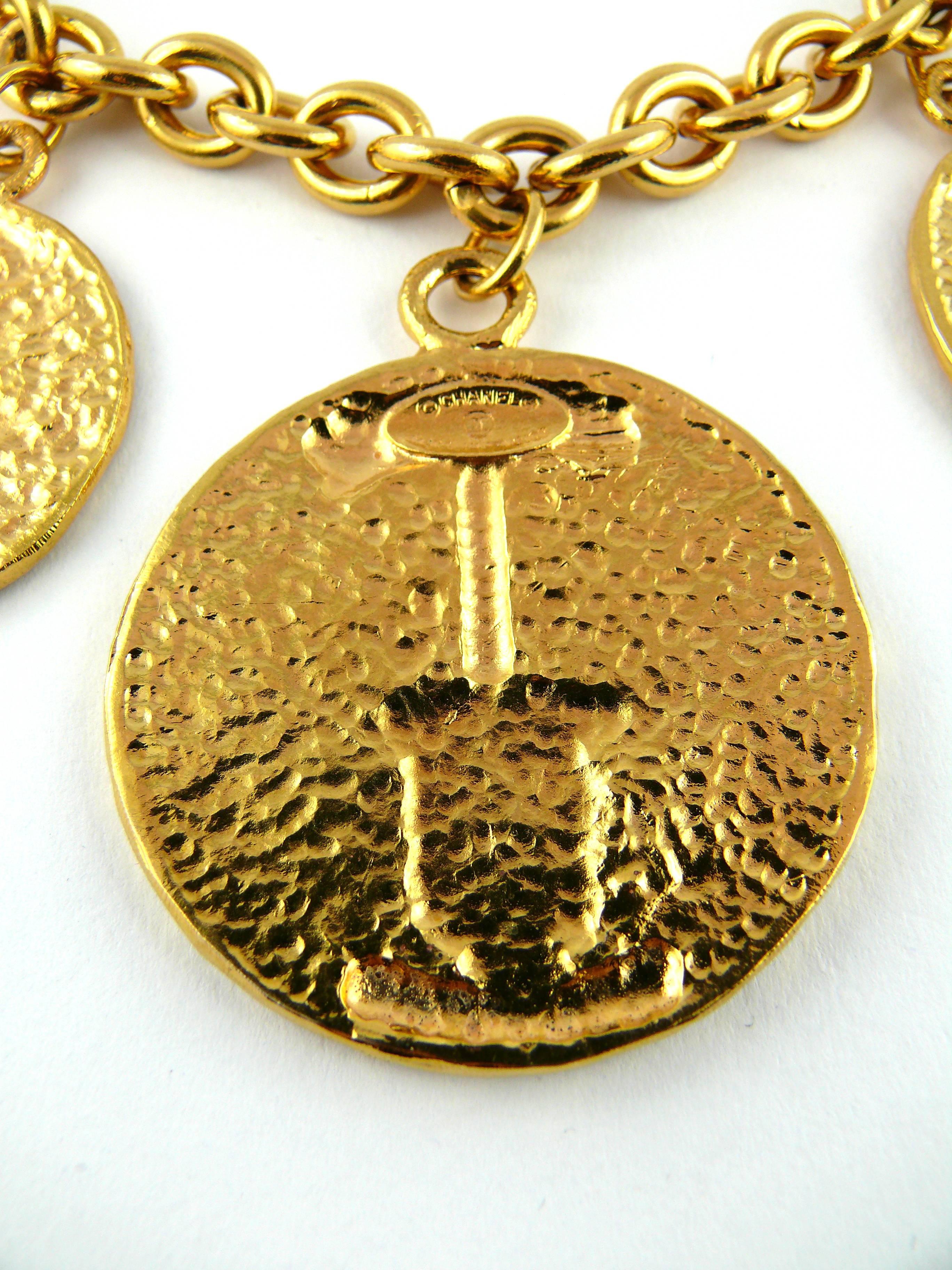 Chanel Vintage Rare Gold Toned Coat of Arms Runway Necklace 3