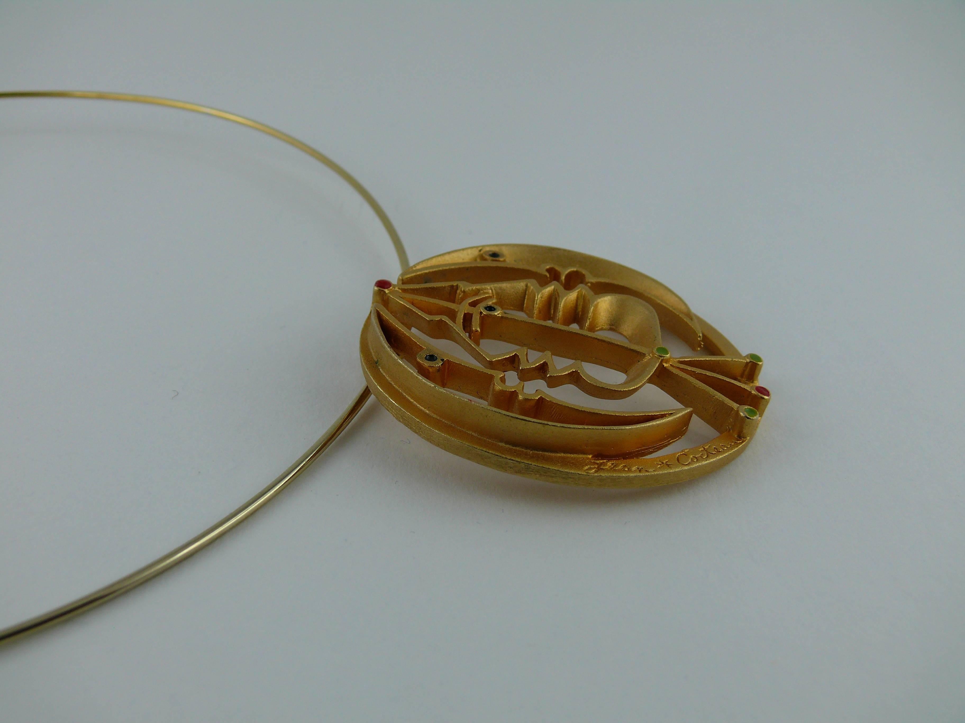 Jean Cocteau Moon and Profile Sculpture Pendant Necklace In Excellent Condition In Nice, FR