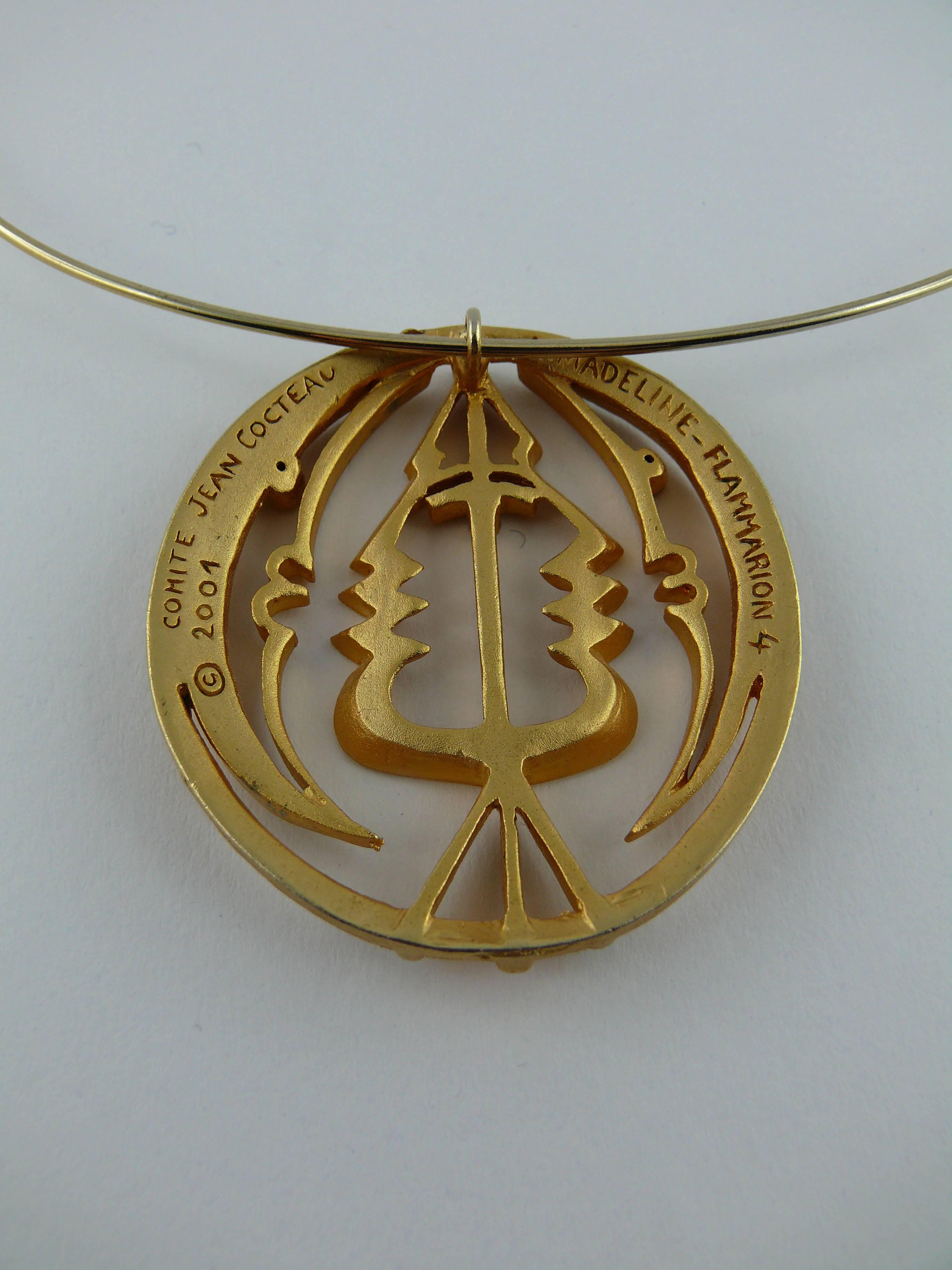 Jean Cocteau Moon and Profile Sculpture Pendant Necklace 1