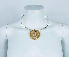 Jean Cocteau Moon and Profile Sculpture Pendant Necklace