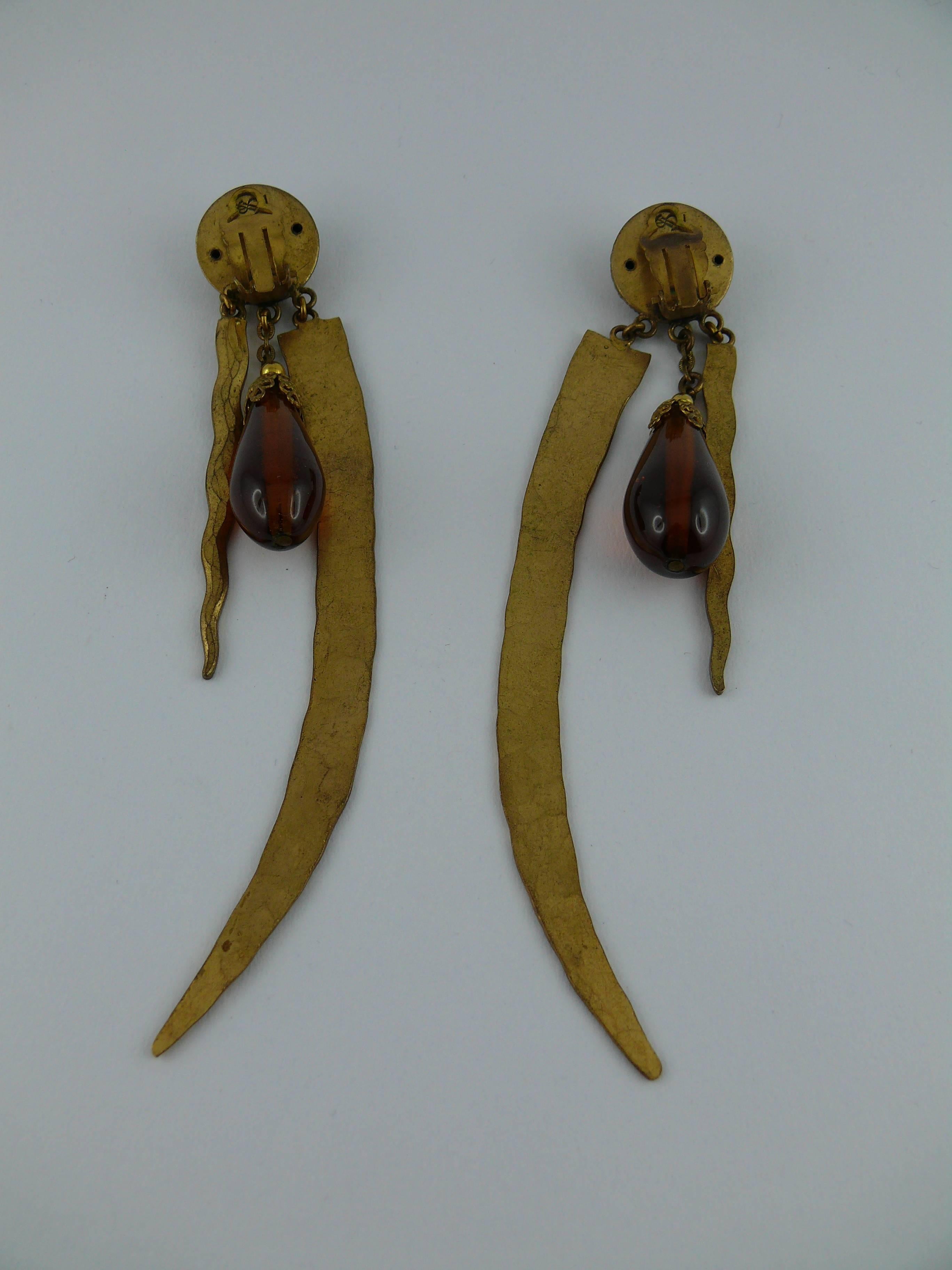 Women's Yves Saint Laurent Vintage Rare Early Oriental Style Dangling Earrings
