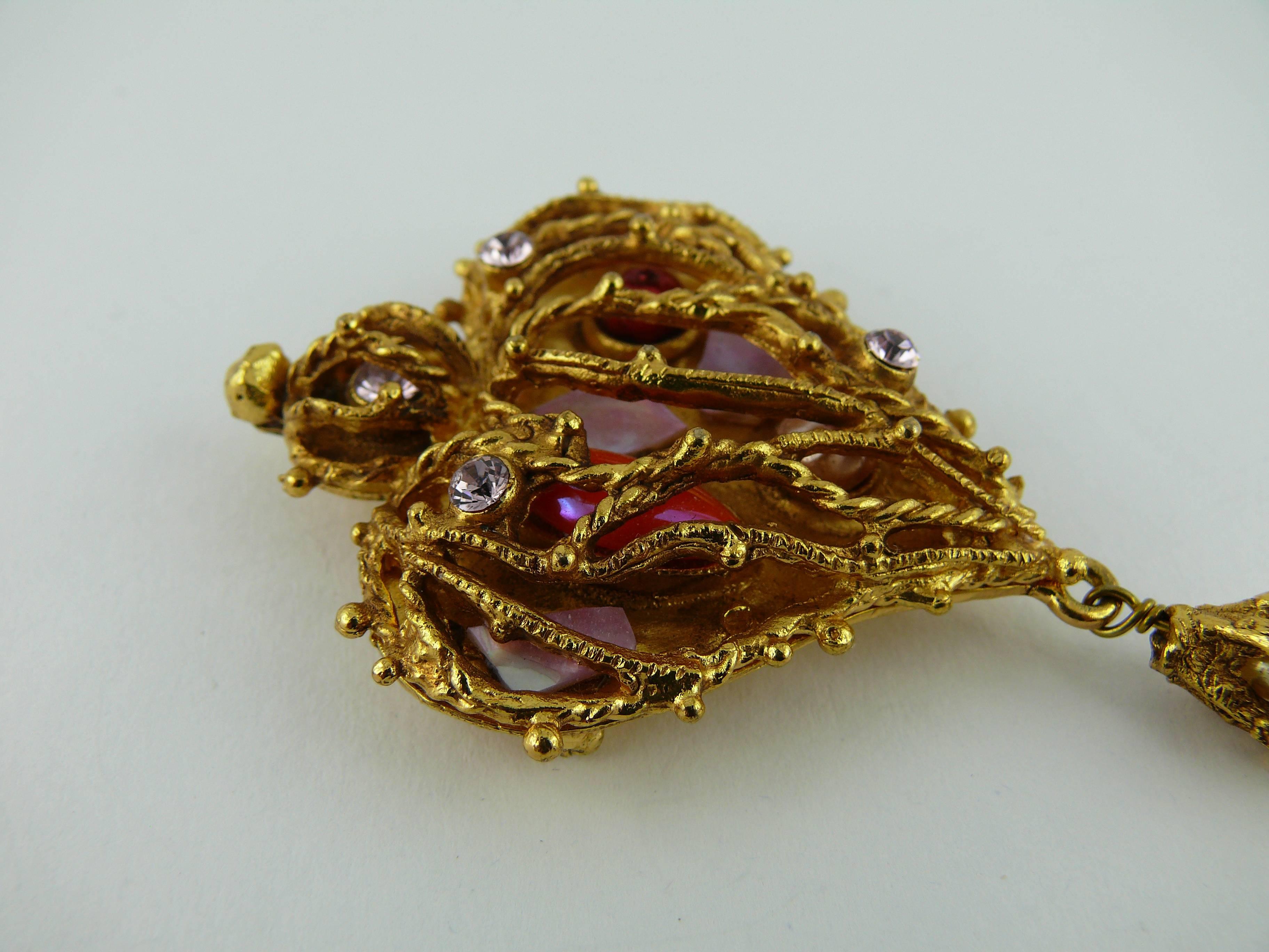 Christian Lacroix Vintage Encaged Heart Brooch In Excellent Condition In Nice, FR