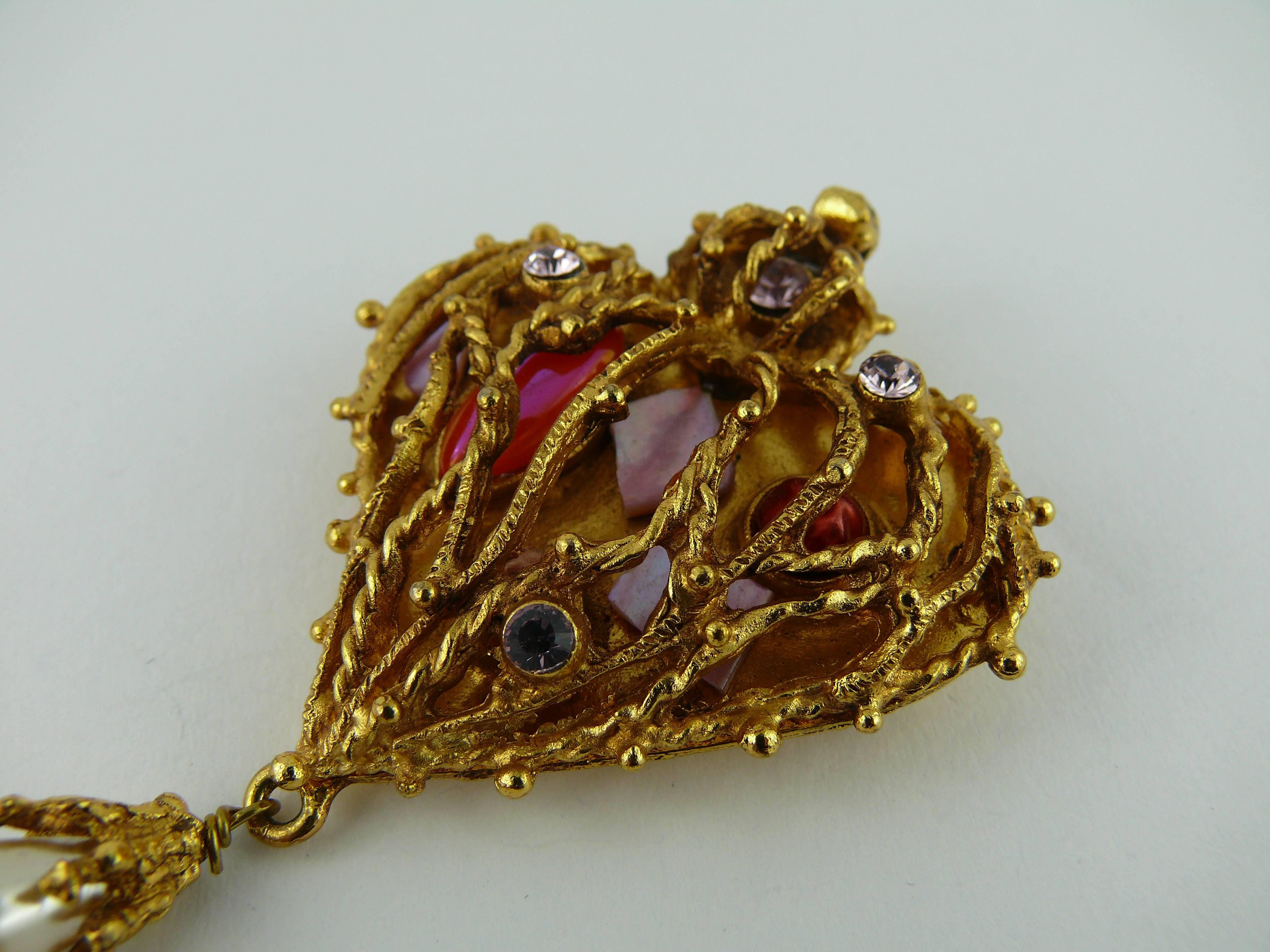 Women's Christian Lacroix Vintage Encaged Heart Brooch