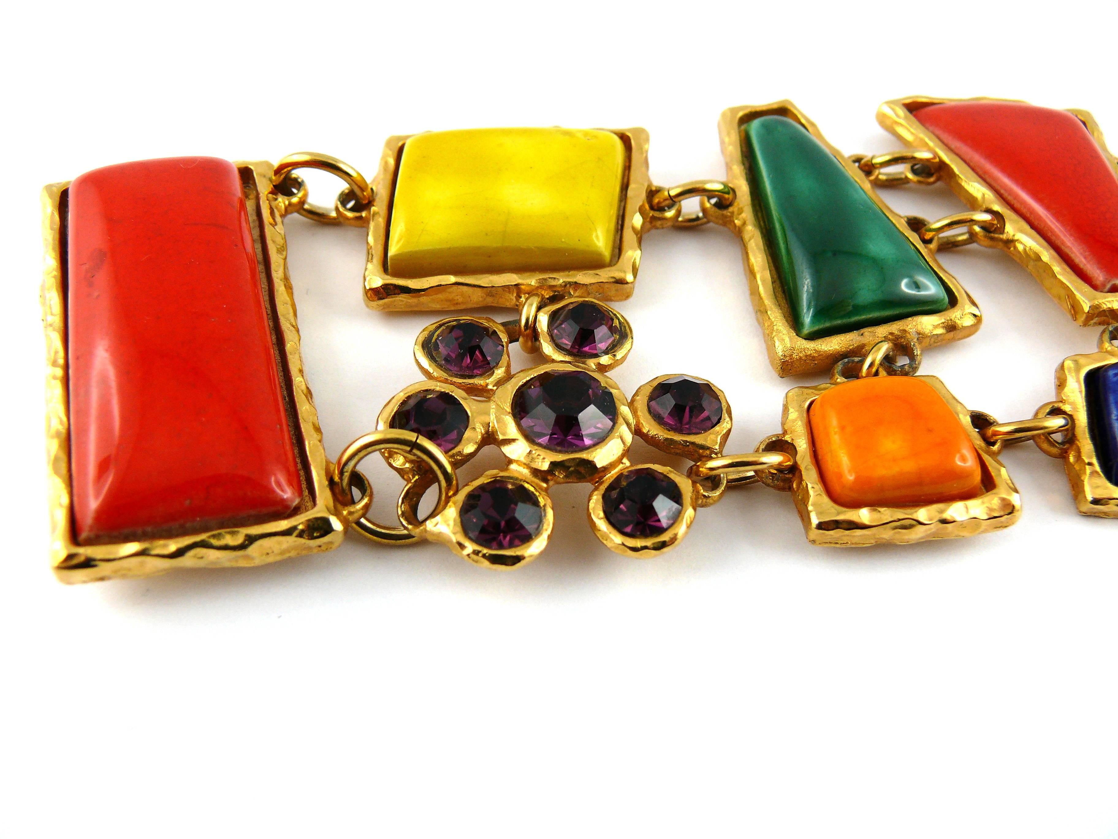 Christian Lacroix Stunning Vintage Multicolored Ceramic Cuff Bracelet In Good Condition In Nice, FR