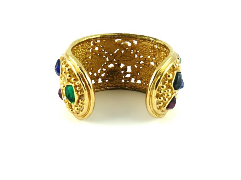 Christian Dior Vintage Multi Stone Cuff Bracelet at 1stDibs